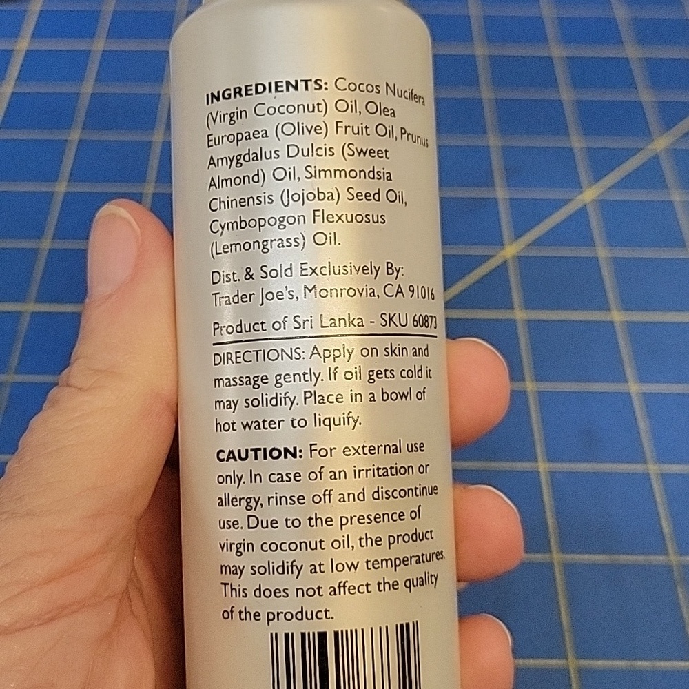 Trader Joe's Lemongrass Coconut Body Oil 143ml New Pump Bottle - Picture 2 of 2